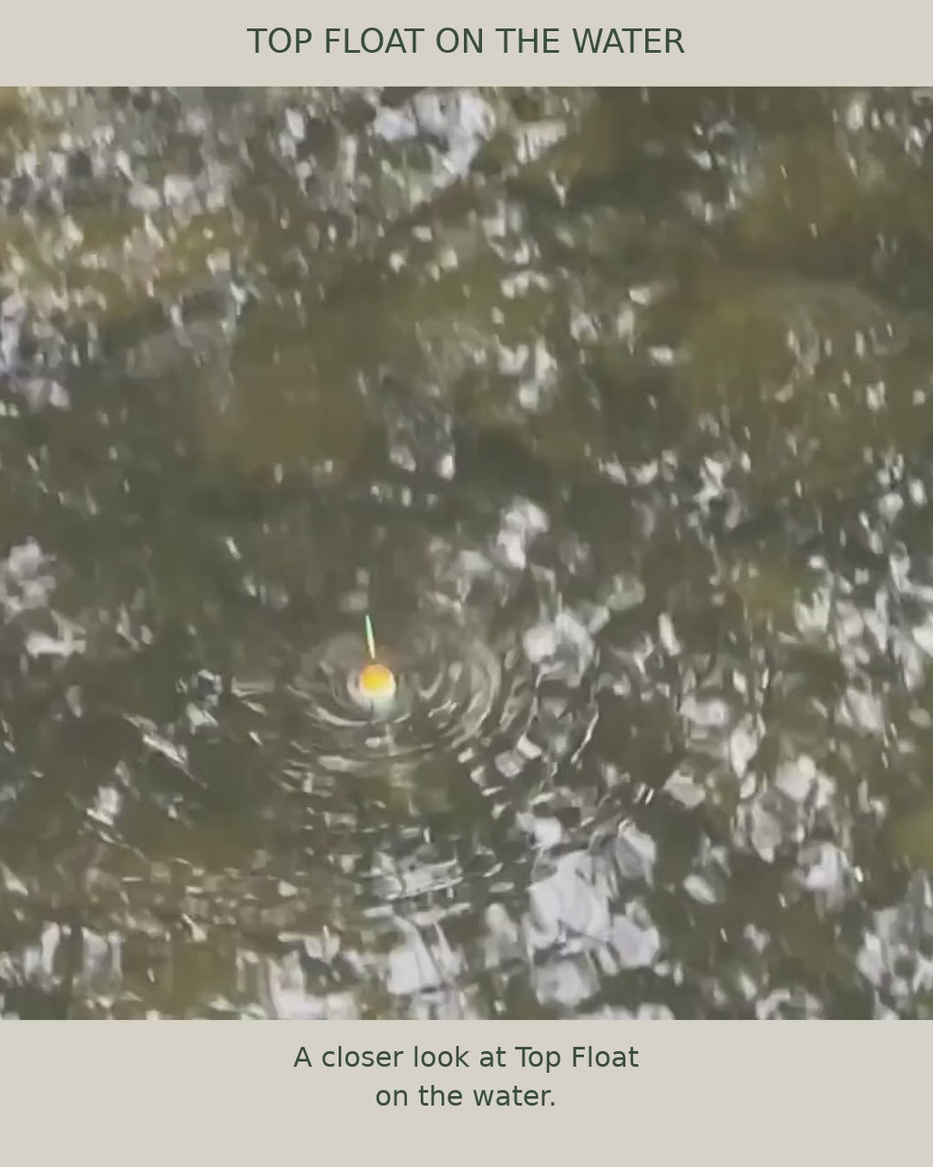 Orange and green Top Float moving on the water during a micro fishing session.