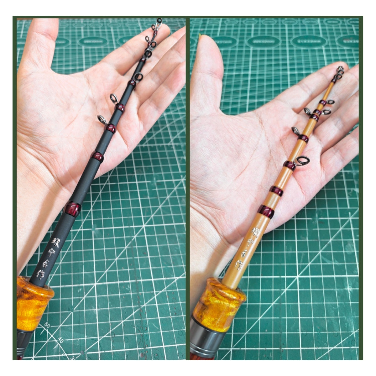 Black and brown-yellow rod body color examples for SAOTABI Atelier Contour.