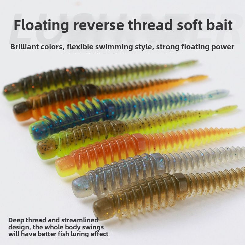 Pack of 10 Floating Water Dancing Insects with Salt Fishy Anti-thread Needle Tail Lure Soft Bait Black Pit Bionic Soft Bait TPE